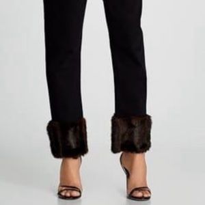 Zara black jeans with fur cuffs